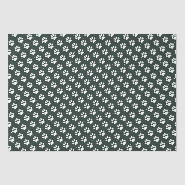 Papier Mousseline Joli Empreintes de pattes Neige Vert Anniversaire  (Recto)
