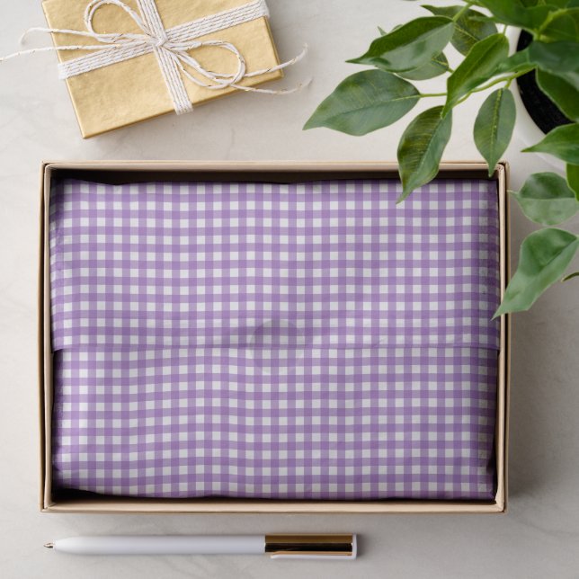 Papier Mousseline Joli Gingham Violet (Cadeau)