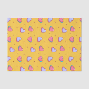 Papier Mousseline Joli Jaune Valentine's Day Heart Doodle Motif