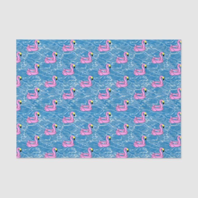 Papier Mousseline Joli jouet de piscine aux flamants roses (Recto)