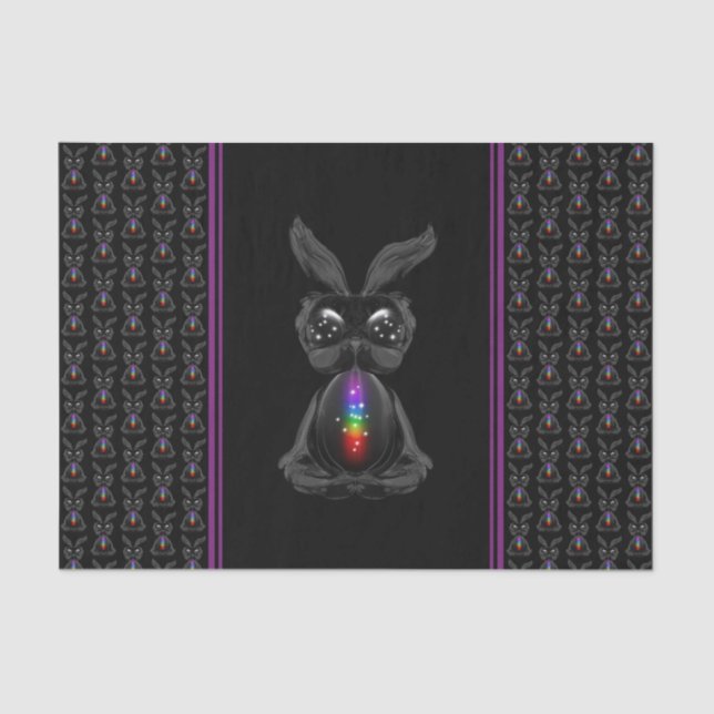 Papier Mousseline Joli lapin noir avec Soul arc-en-ciel Chakra (Recto)