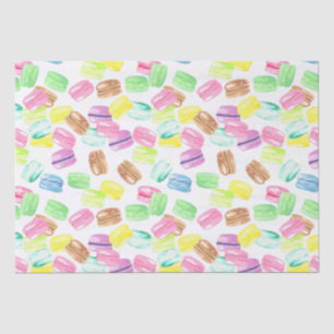 Papier Mousseline Joli Macaron Français à l'aquarelle   Motif Macaro