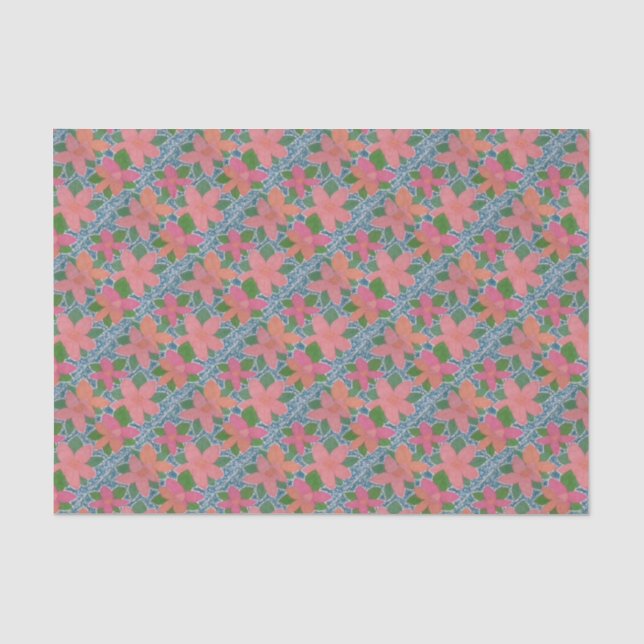 Papier Mousseline Joli Motif à fleurs tropicales peint (Recto)