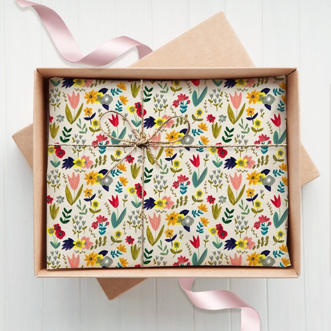 Papier Mousseline Joli Motif botanique de printemps fleuri (Créateur téléchargé)