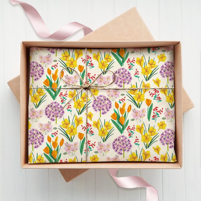 Papier Mousseline Joli Motif botanique fleuri de printemps (Créateur téléchargé)