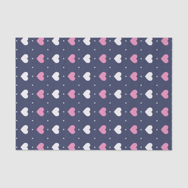Papier Mousseline Joli motif de cœur rose Amour doux Saint-Valentin (Recto)