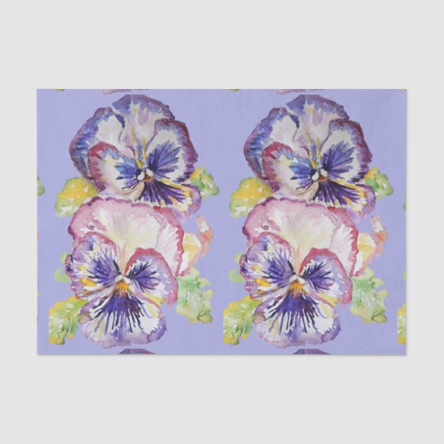 Papier Mousseline Joli Motif de Lavande Florale Fleur Pansy (Recto)