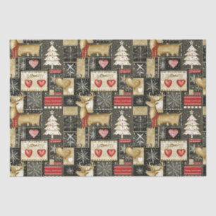 Papier Mousseline Joli motif de rennes de Noël