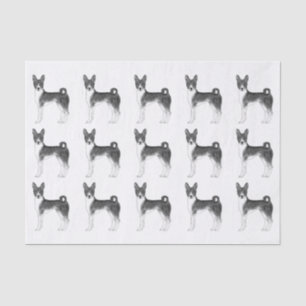 Papier Mousseline Joli motif d'un chien Basenji en noir et blanc