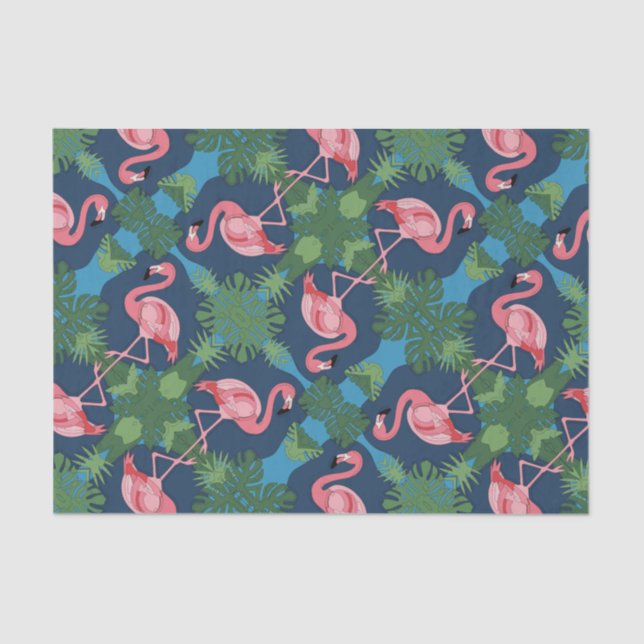 Papier Mousseline Joli motif flamant rose (Recto)