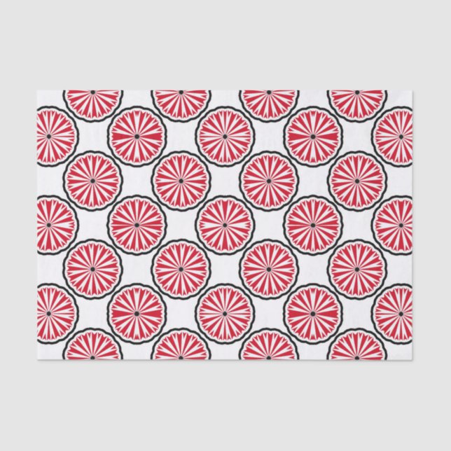 Papier Mousseline Joli Motif géométrique rouge & blanc élégant (Recto)