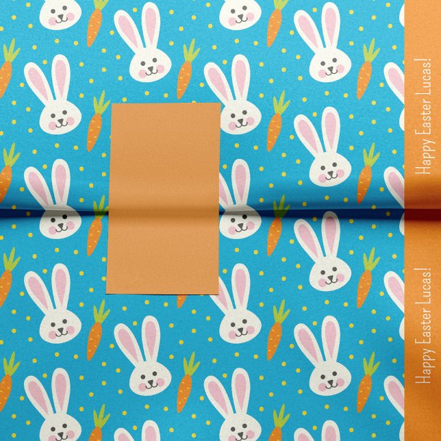 Papier Mousseline Joli Motif lapin de Pâques avec nom enfant (Créateur téléchargé)