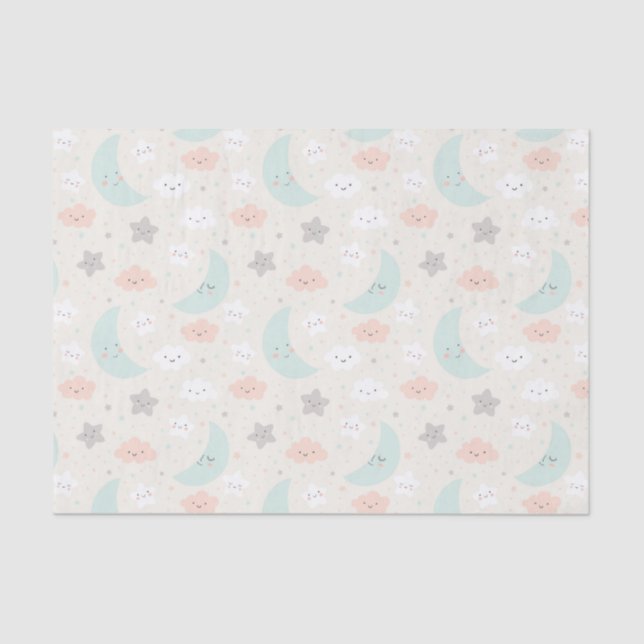 Papier Mousseline Joli Motif Pastel Sky souriant (Recto)