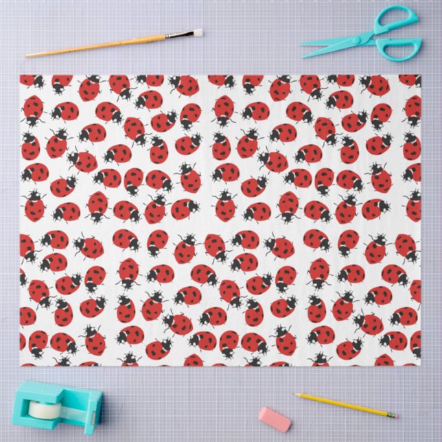 Papier Mousseline Joli Motif rouge et noir Ladybug (Artisanat)