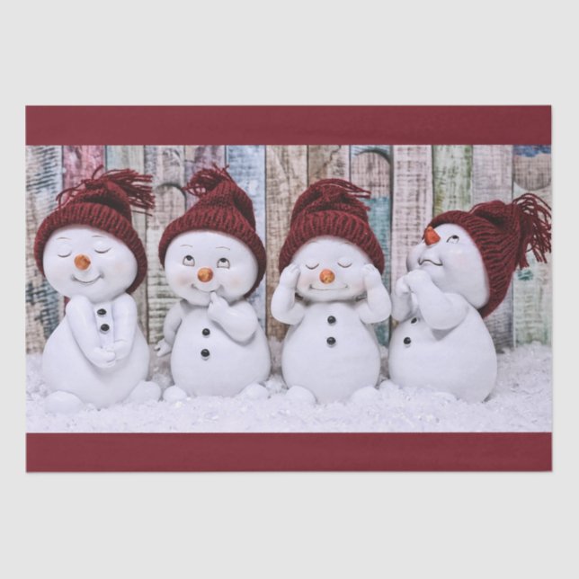 Papier Mousseline Joli Noël Snowmen Découpage papier de tissus (Recto)