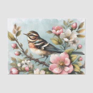 Papier Mousseline Joli oiseau amoureux fleurs découpage