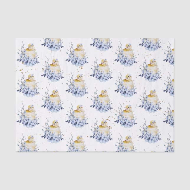 Papier Mousseline Joli oiseau et fleurs (Recto)