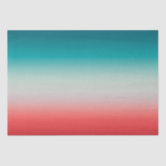 Papier Mousseline Joli Ombre Festive Rouge & Turquoise Blue Gradient (Recto)