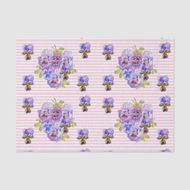 Papier Mousseline Joli Pansy Flower Motif rose pastel (Recto)