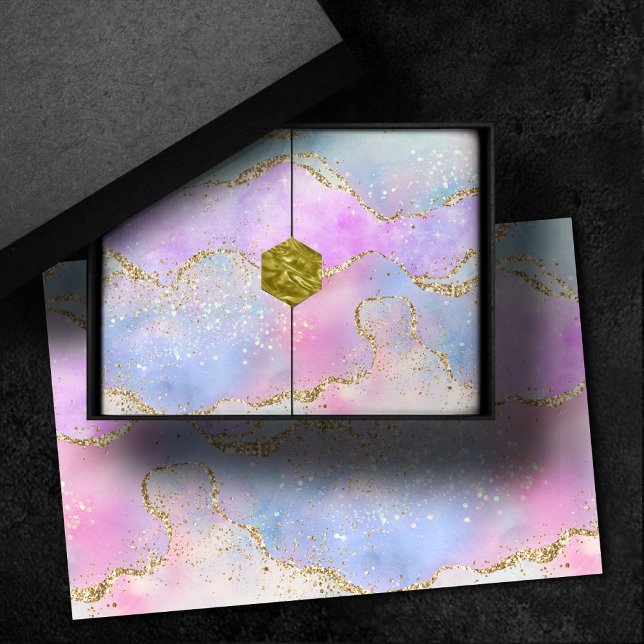 Papier Mousseline Joli Pastel Agate | Aquarelle de la veine Parties  (Créateur téléchargé)
