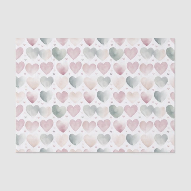 Papier Mousseline Joli Pastel Aquarelle Motif de coeur (Recto)