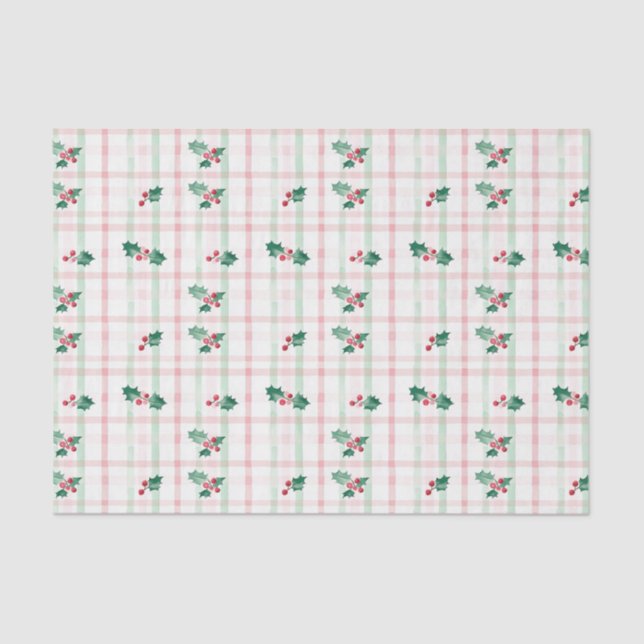 Papier Mousseline Joli Pink Green Retro Noël (Recto)