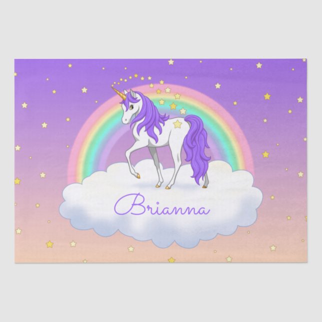 Papier Mousseline Joli Purple Sweet Dreams Rainbow Unicorn (Recto)