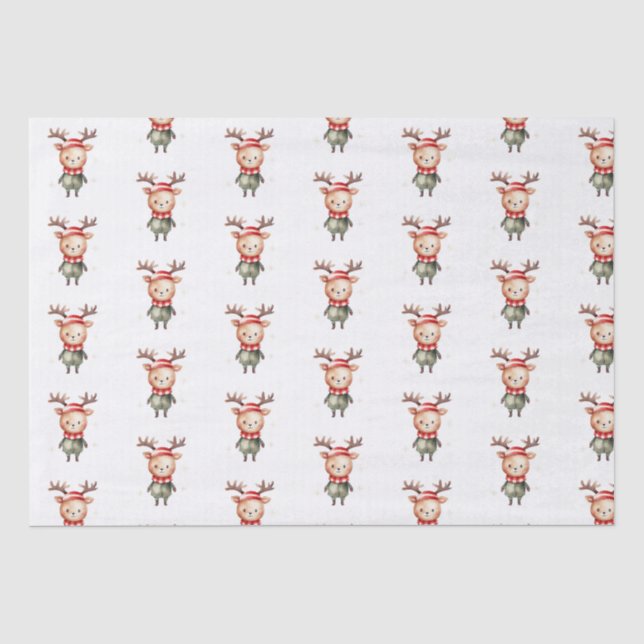 Papier Mousseline Joli renne de bois Elfe de Noël (Recto)