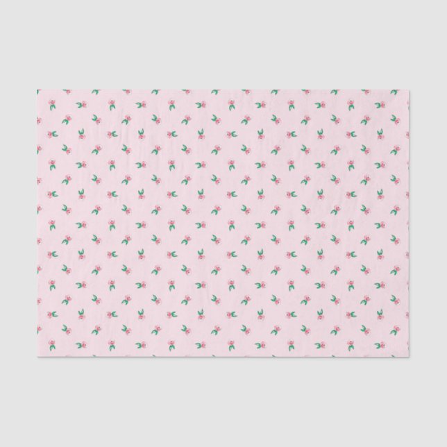 Papier Mousseline Joli rose Aquarelle Ditsy Flowers Motif (Recto)