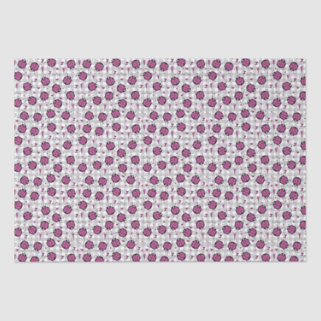 Papier Mousseline Joli rose chaud et noir Ladybug Dessin Motif enfan (Recto)