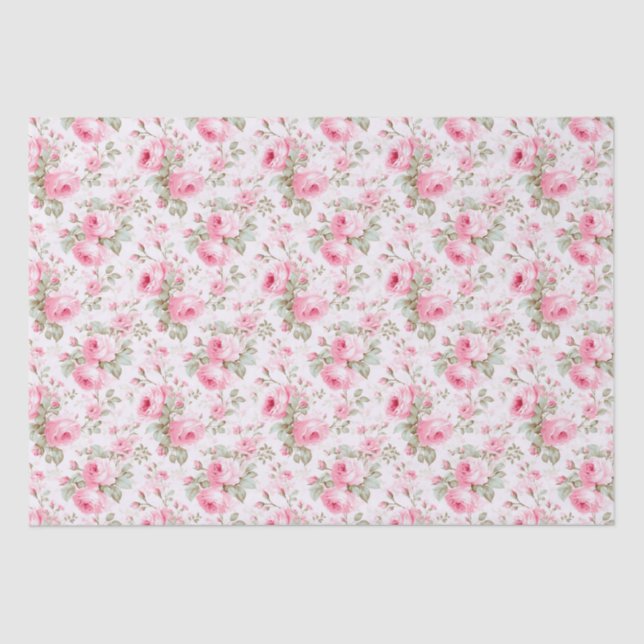 Papier Mousseline Joli Rose peint en rose (Recto)