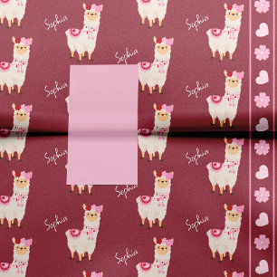 Papier Mousseline Joli rose Saint Valentin Llama Little Girl Name