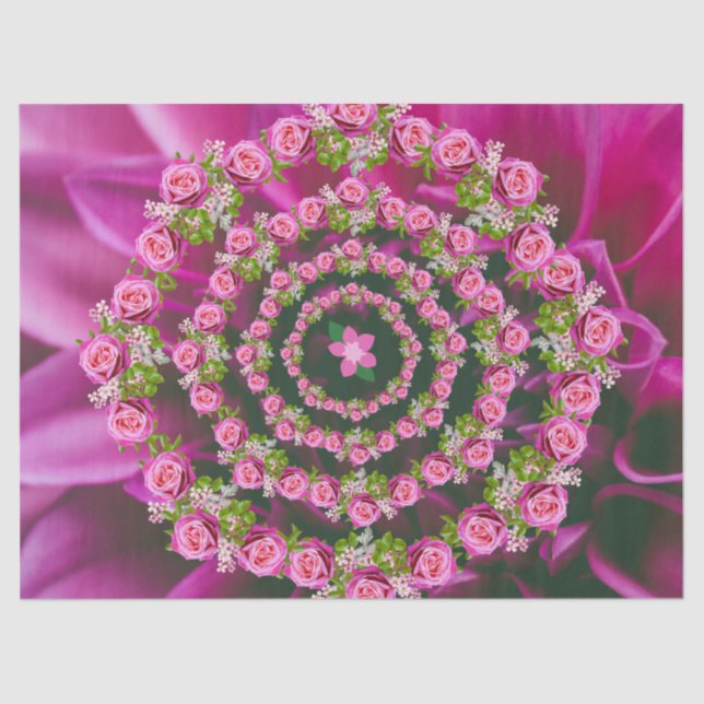 Papier Mousseline Joli rose violet vert Jardin Fleurs Noël (Recto)