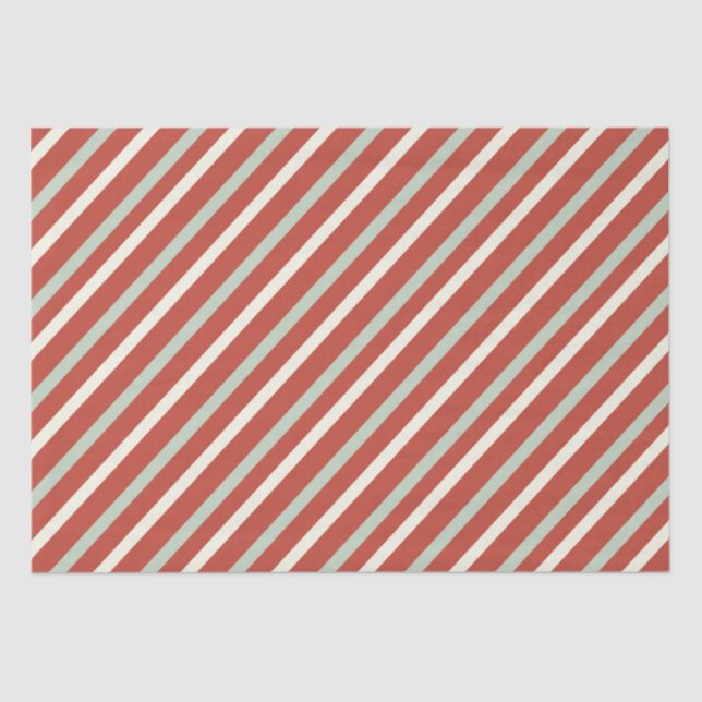 Papier Mousseline Joli Rouge, Vert & Blanc Bonbons Stripe Noël (Recto)