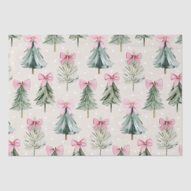 Papier Mousseline Joli sapin de Noël Pink Bow Motif (Recto)