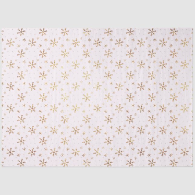 Papier Mousseline Joli Snowflakes Gold Noël rose (Recto)