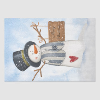Papier Mousseline Joli Snowman Enfants Aquarelle hiver Noël