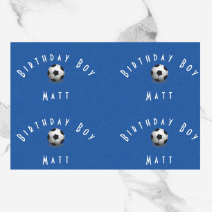 Papier Mousseline Joli Soccer Anniversaire Garçon Bleu et Blanc