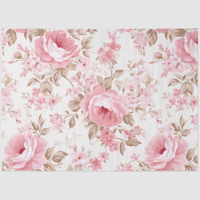 Papier Mousseline Joli style Floral rose Vintage (Recto)