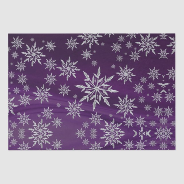 Papier Mousseline Joli violet glace Cristal Snowflakes Noël  (Recto)