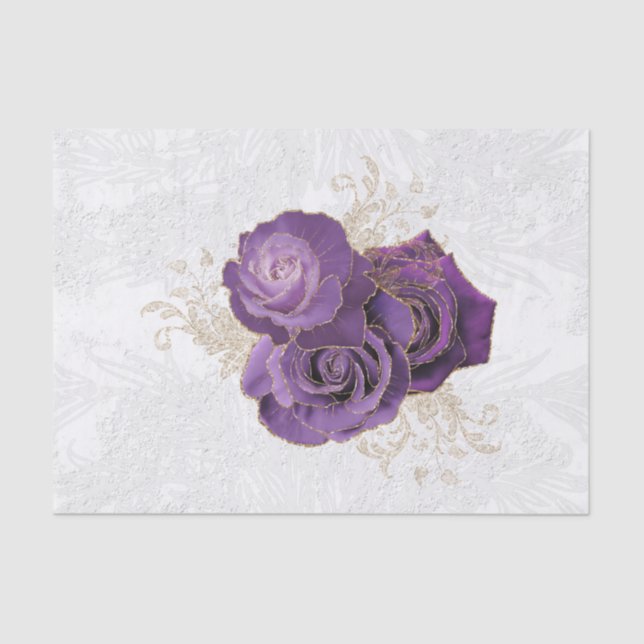 Papier Mousseline Joli violet Rose Floral (Recto)