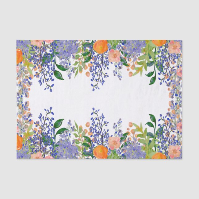Papier Mousseline Jolie aquarelle bleu orange (Recto)