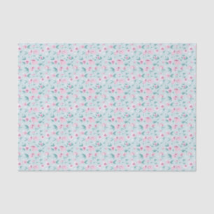 Papier Mousseline Jolie aquarelle rose mousseux motif floral