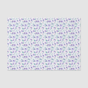 Papier Mousseline Jolie aquarelle violet ditsy motif floral