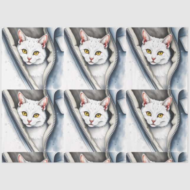 Papier Mousseline Jolie collection de chats d'aquarelle moderne (Recto)