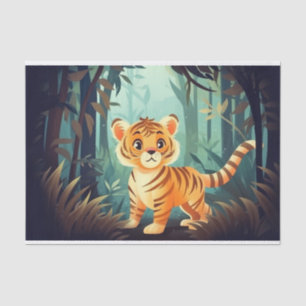 Papier Mousseline Jolie Decoupage enfants amoureux de tigre jungle
