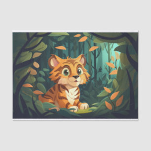 Papier Mousseline Jolie Decoupage enfants amoureux de tigre jungle