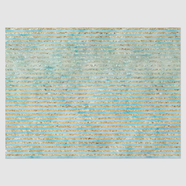 Papier Mousseline Jolie étincelle d'or Aqua (Recto)