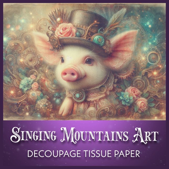 Papier Mousseline Jolie Fancy Victorian Steampunk Pig Découpage (Créateur téléchargé)