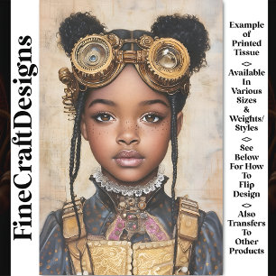Papier Mousseline Jolie Fille AD2 Découpage Dark Skin Steampunk Douc